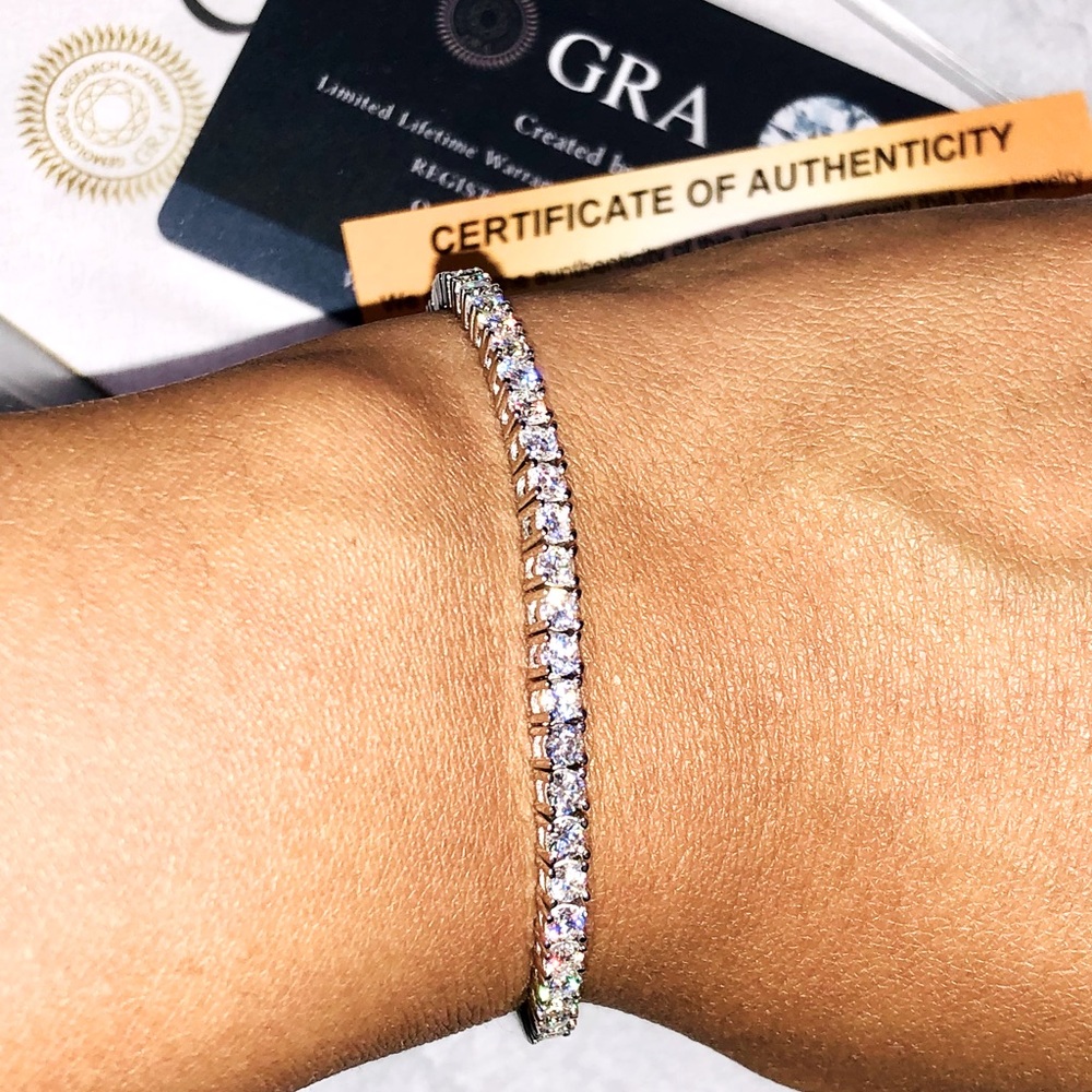 GRA Certified VVS Moissanite Diamond Tennis Bracelet 6 carats Pass Diamond Test